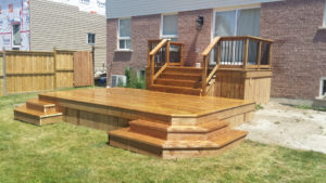 two tier deck with stairs