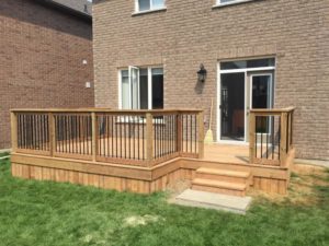 Wood deck with railing