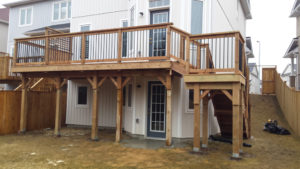 wood balcony with stairs