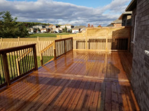 Cedar deck with railing