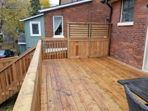 Deck with privacy fence, cedar