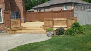 cedar deck with wood railings