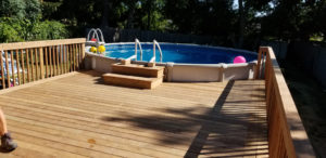 Pool deck, above ground pool